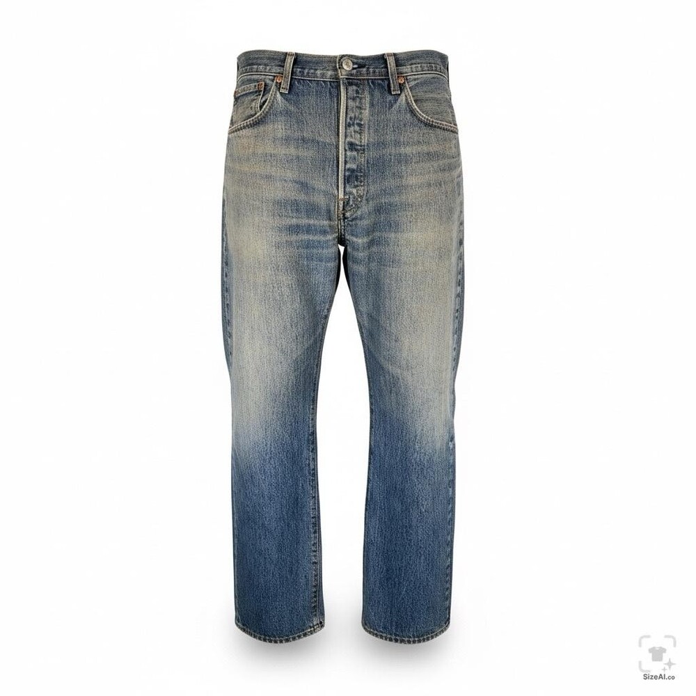 Levis 501 Jeans Mens 38x32 Blue Light Wash Straight Denim Button Fly Regular Fit